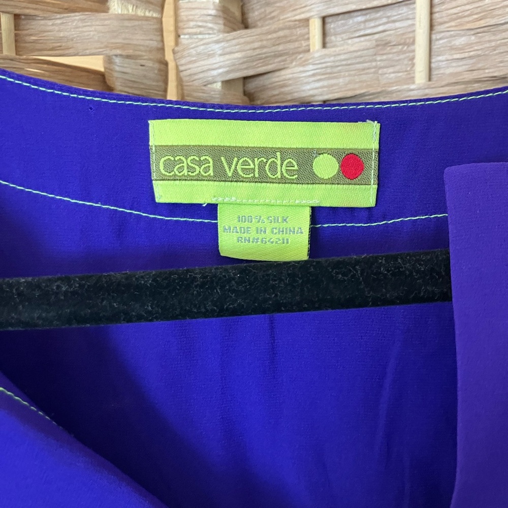 100% Silk Casa Verde Royal Purple Two-Piece Set - Picture 5 of 8